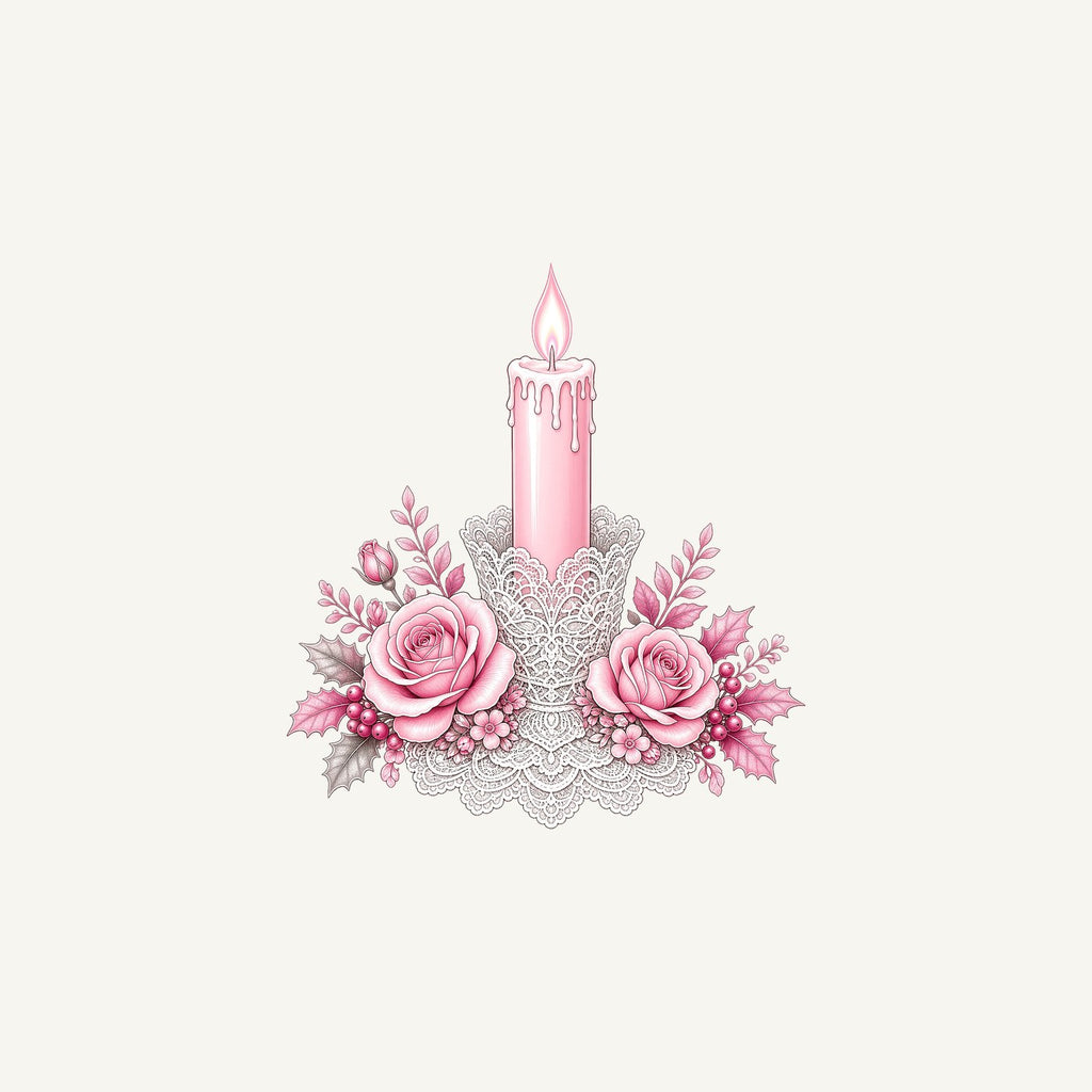 Pink Candle And Roses Personalised Christmas Mug