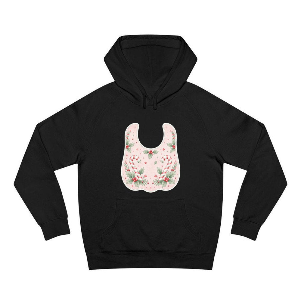 Pink Candy Cane Baby Bib personalised Christmas hoodie in black