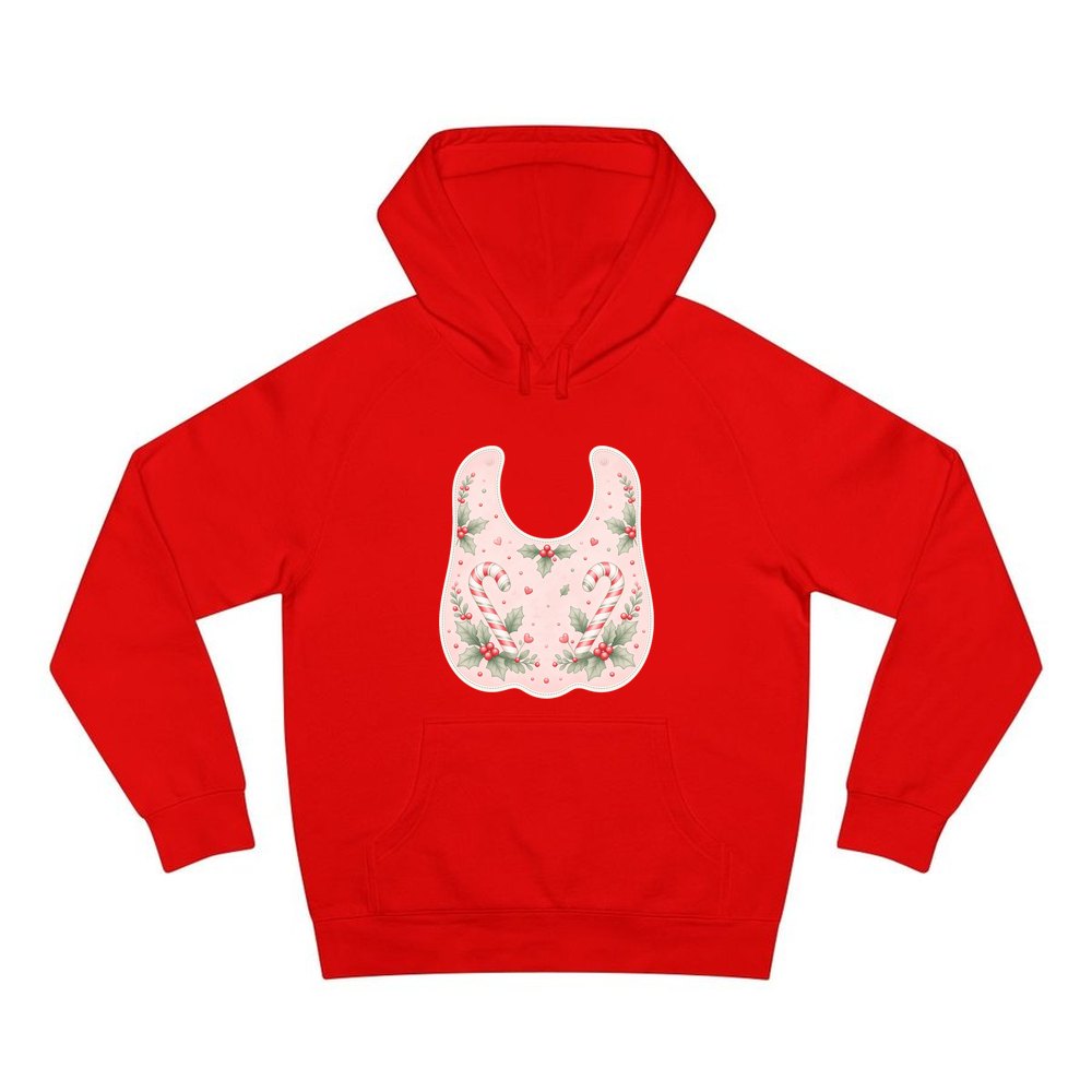 Pink Candy Cane Baby Bib personalised Christmas hoodie in red