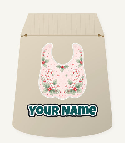 Pink Candy Cane Baby Bib Personalised Santa Sack