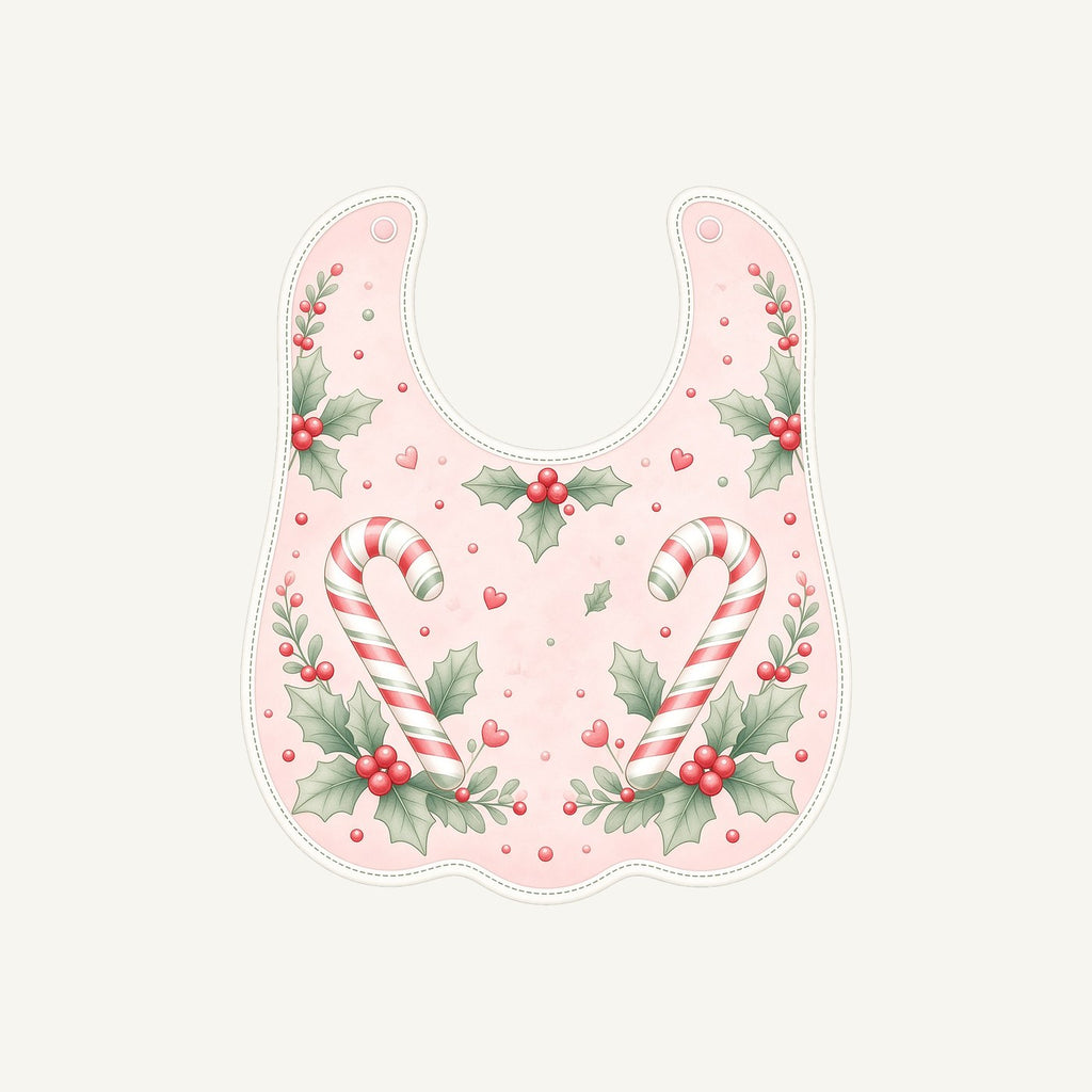Pink Candy Cane Baby Bib Personalised Santa Sack