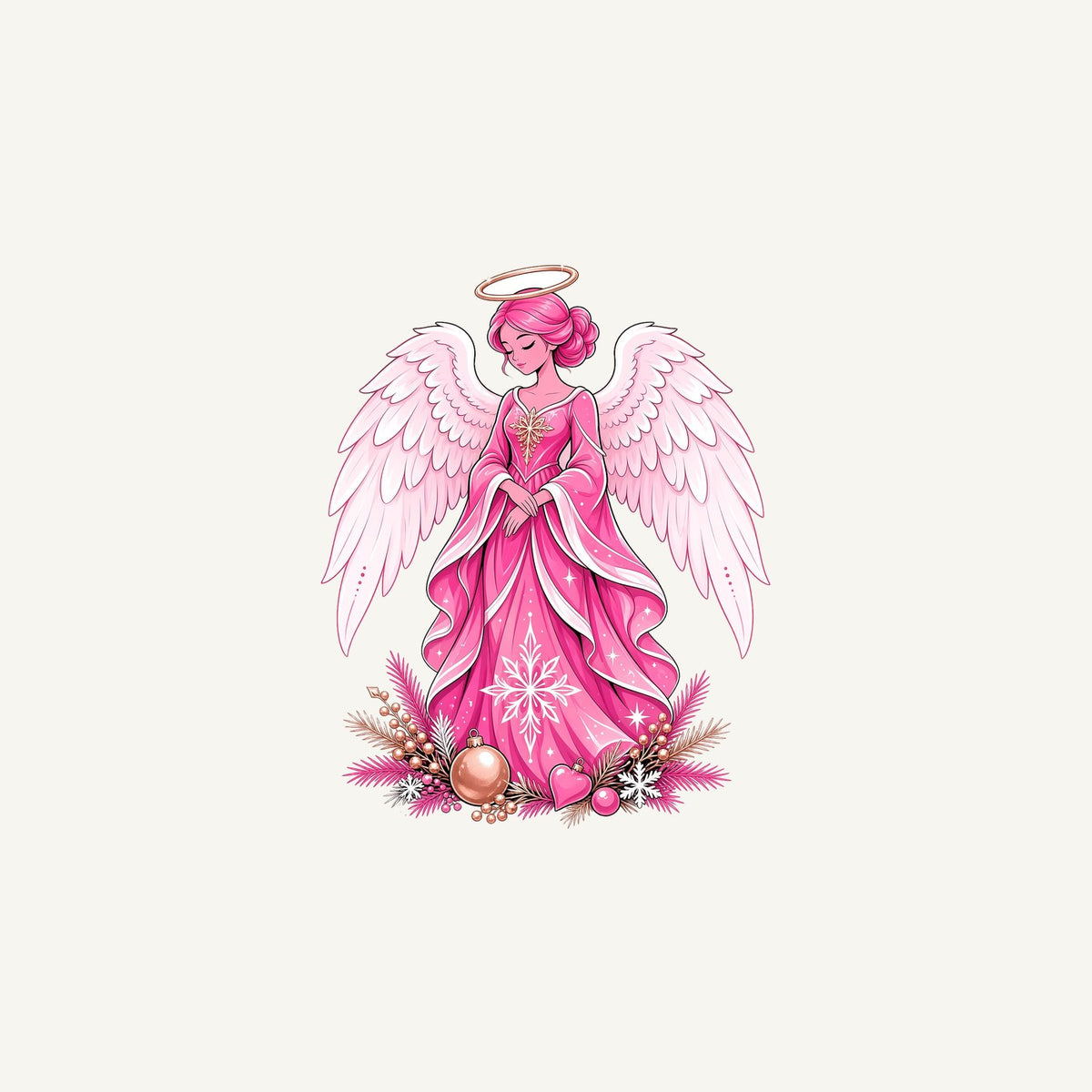 Pink Christmas Angel Personalised Christmas Mug