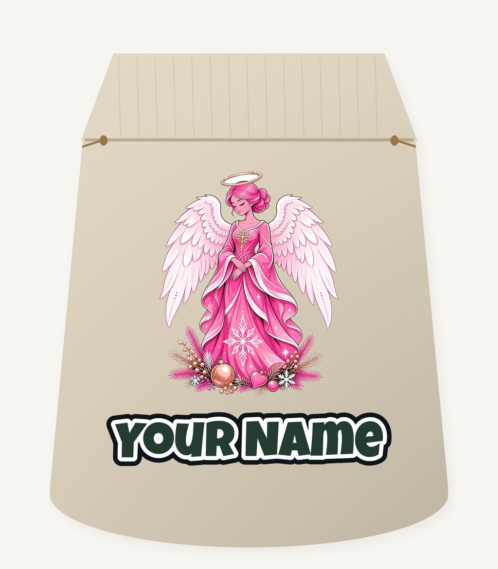 Pink Christmas Angel Personalised Santa Sack