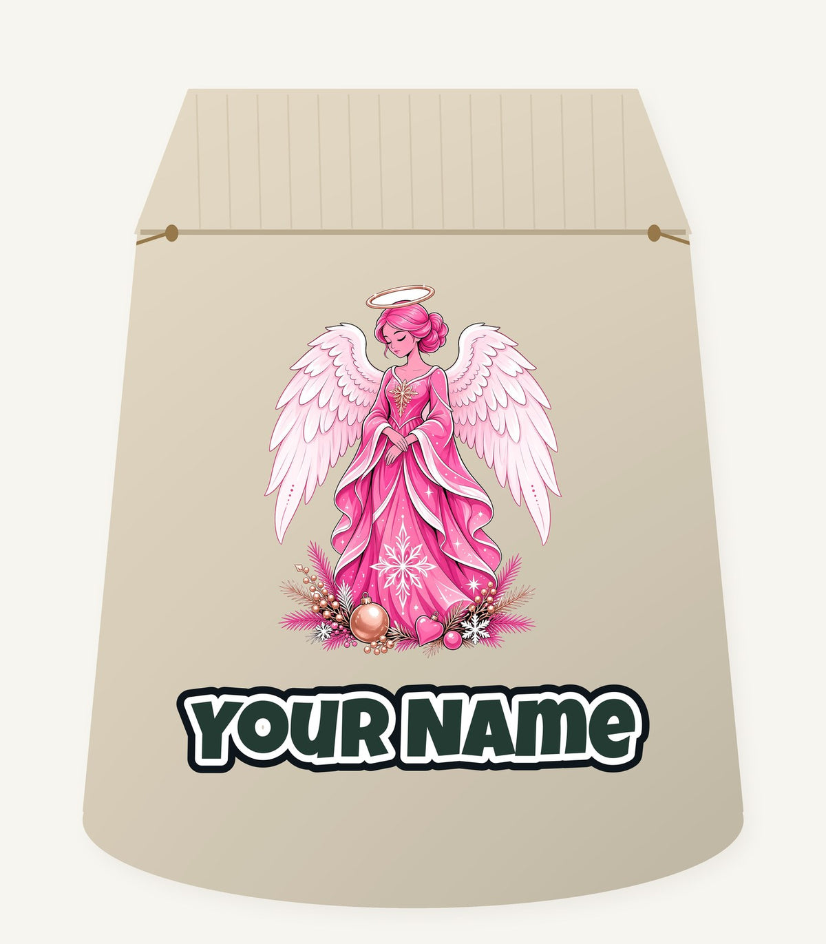 Pink Christmas Angel Personalised Santa Sack