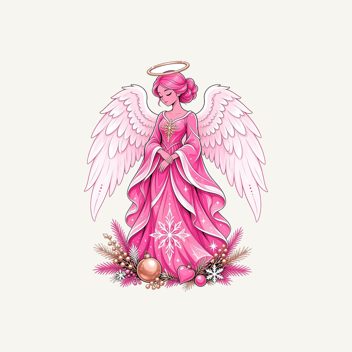Pink Christmas Angel Personalised Santa Sack