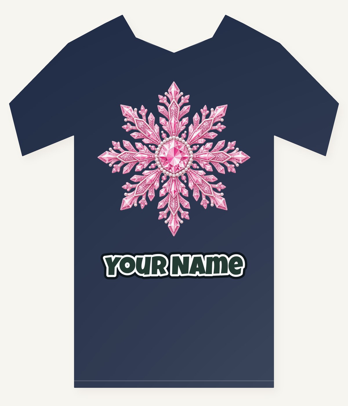 Pink Crystal Snowflake Personalised Kids Tee and Baby Bodysuit