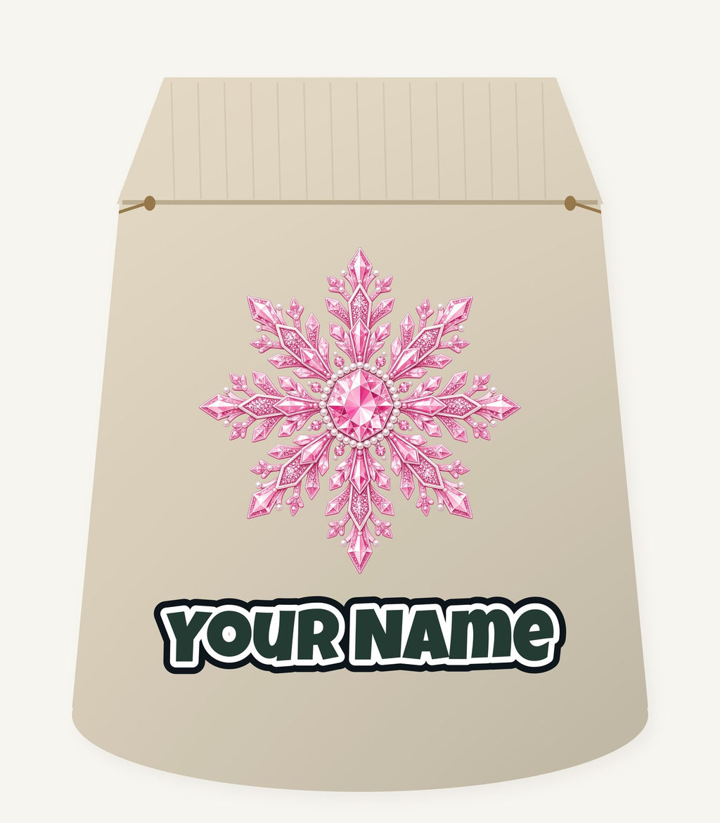 Pink Crystal Snowflake Personalised Santa Sack