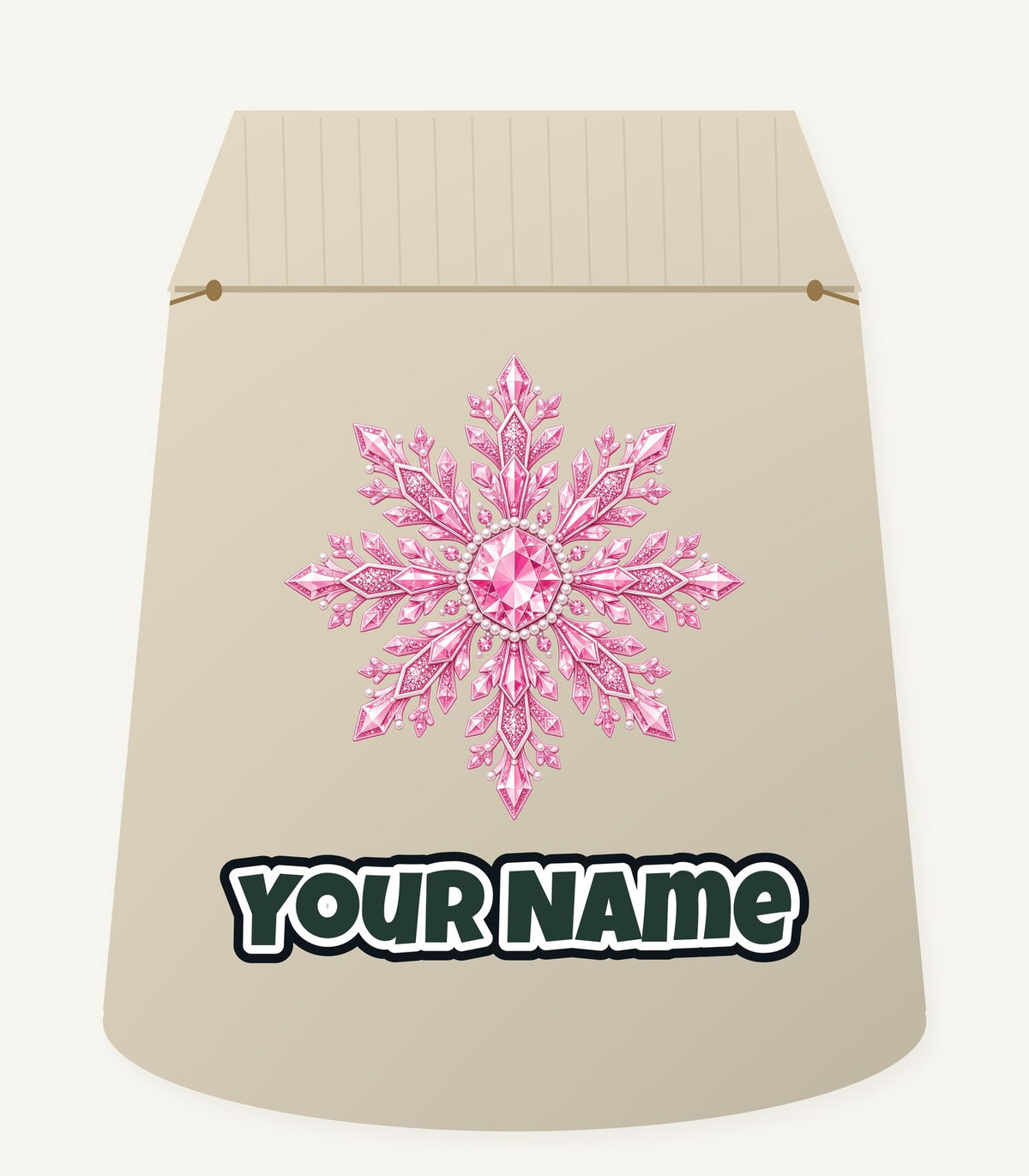 Pink Crystal Snowflake Personalised Santa Sack