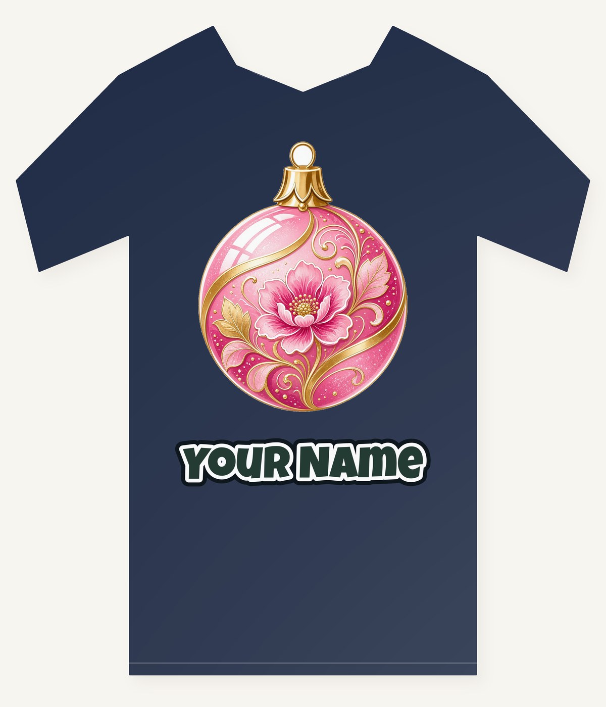 Pink Floral Bauble Personalised Kids Tee and Baby Bodysuit