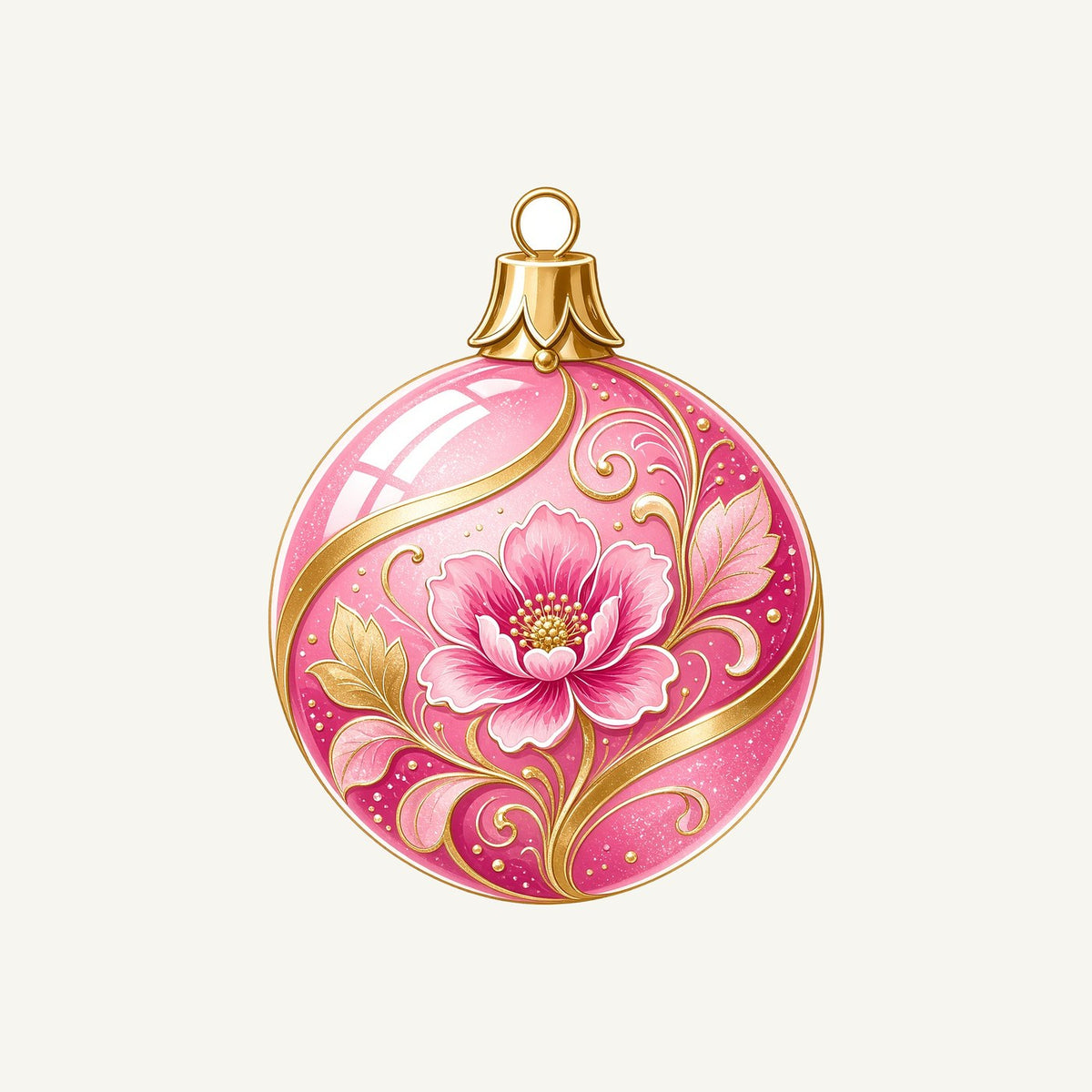 Pink Floral Bauble Personalised Christmas T-Shirt and Hoodie
