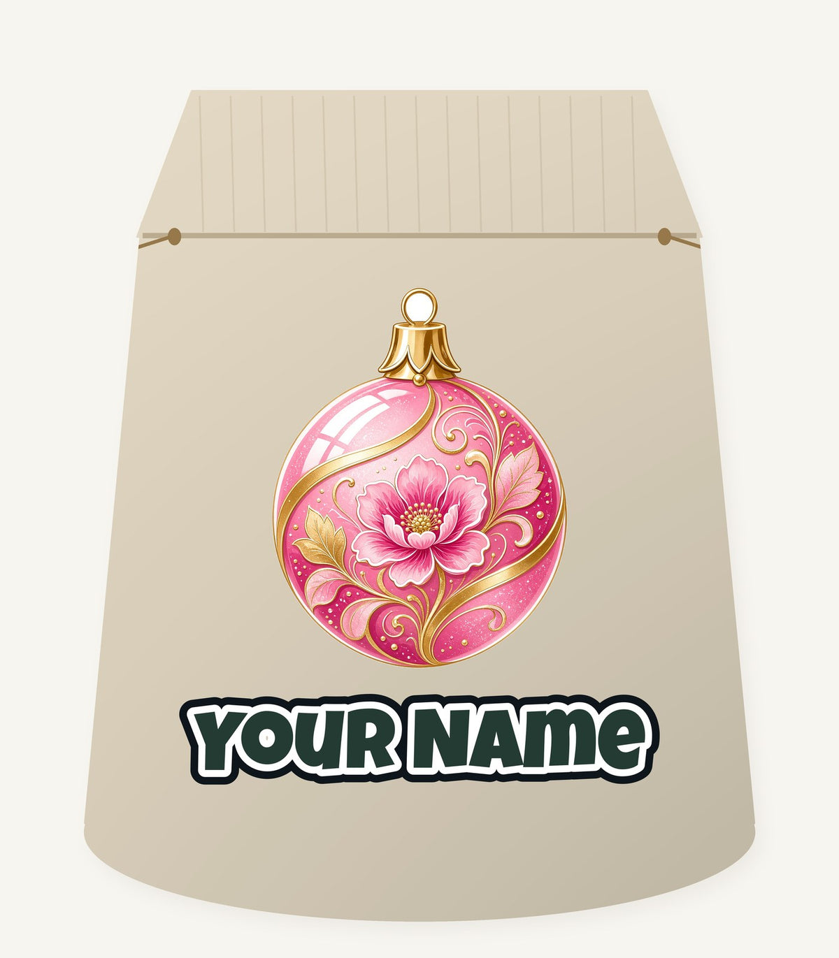 Pink Floral Bauble Personalised Santa Sack