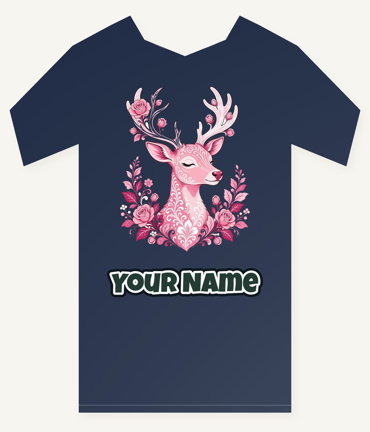 Pink Floral Reindeer Personalised Kids Tee and Baby Bodysuit