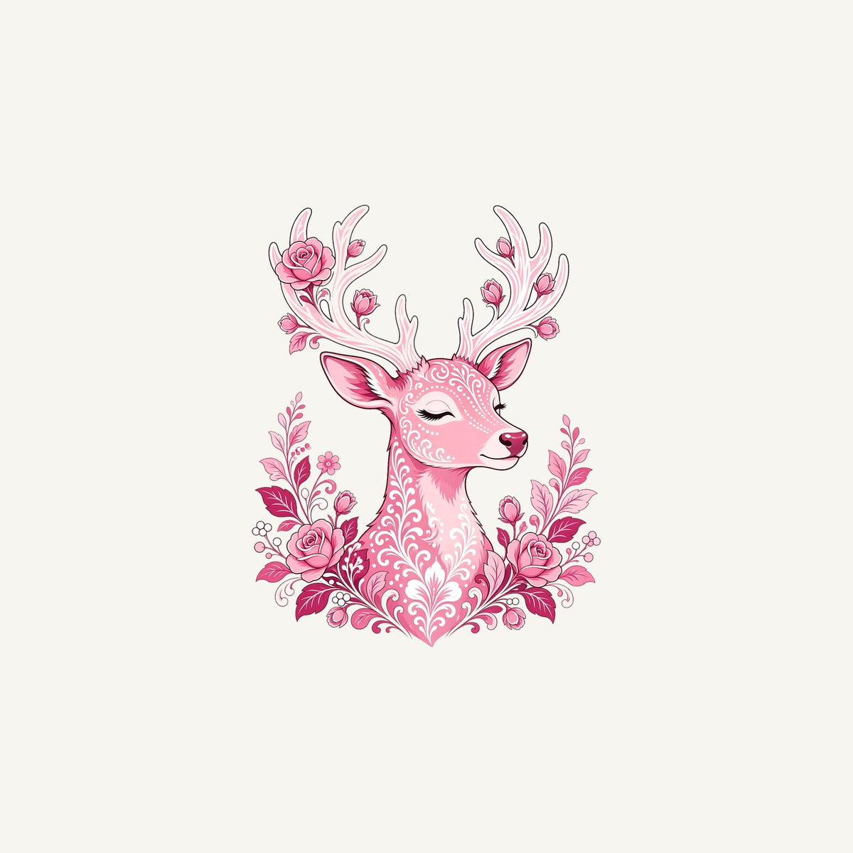 Pink Floral Reindeer Personalised Christmas Mug