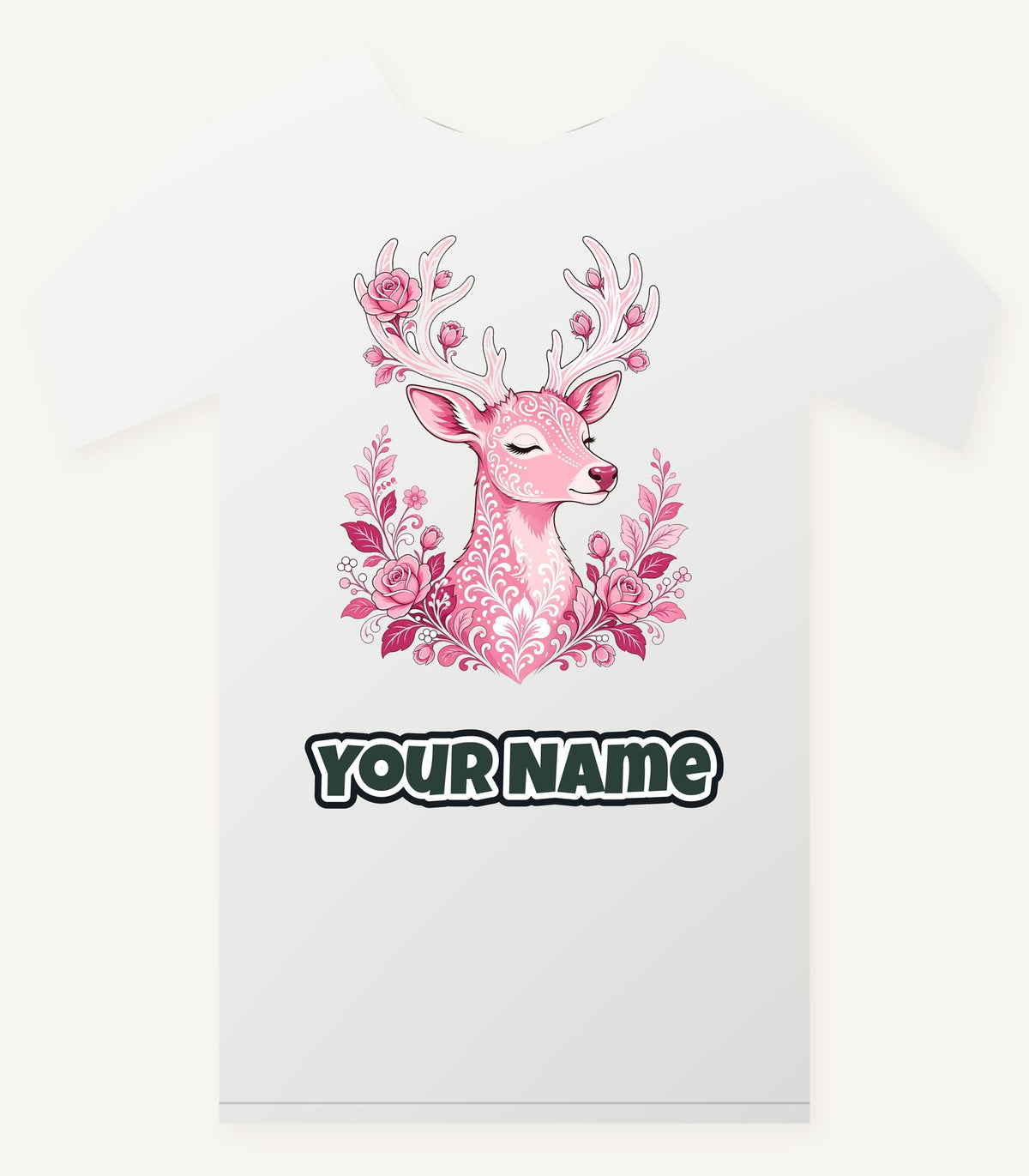 Pink Floral Reindeer Personalised Christmas T-Shirt and Hoodie