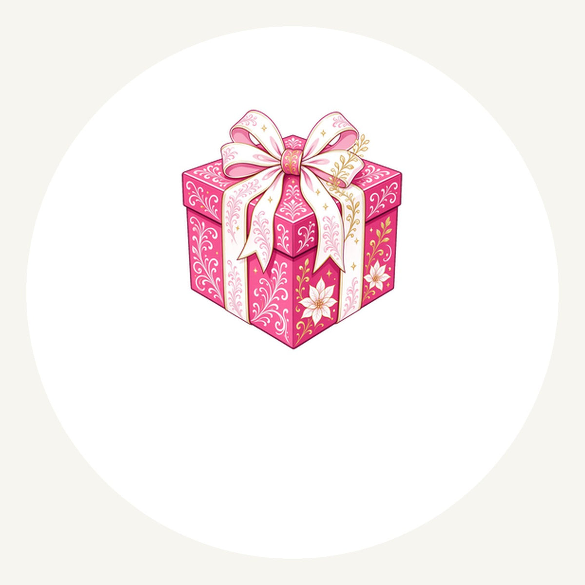 Pink Gift Box White Ribbon Personalised Pewter Christmas Ornament