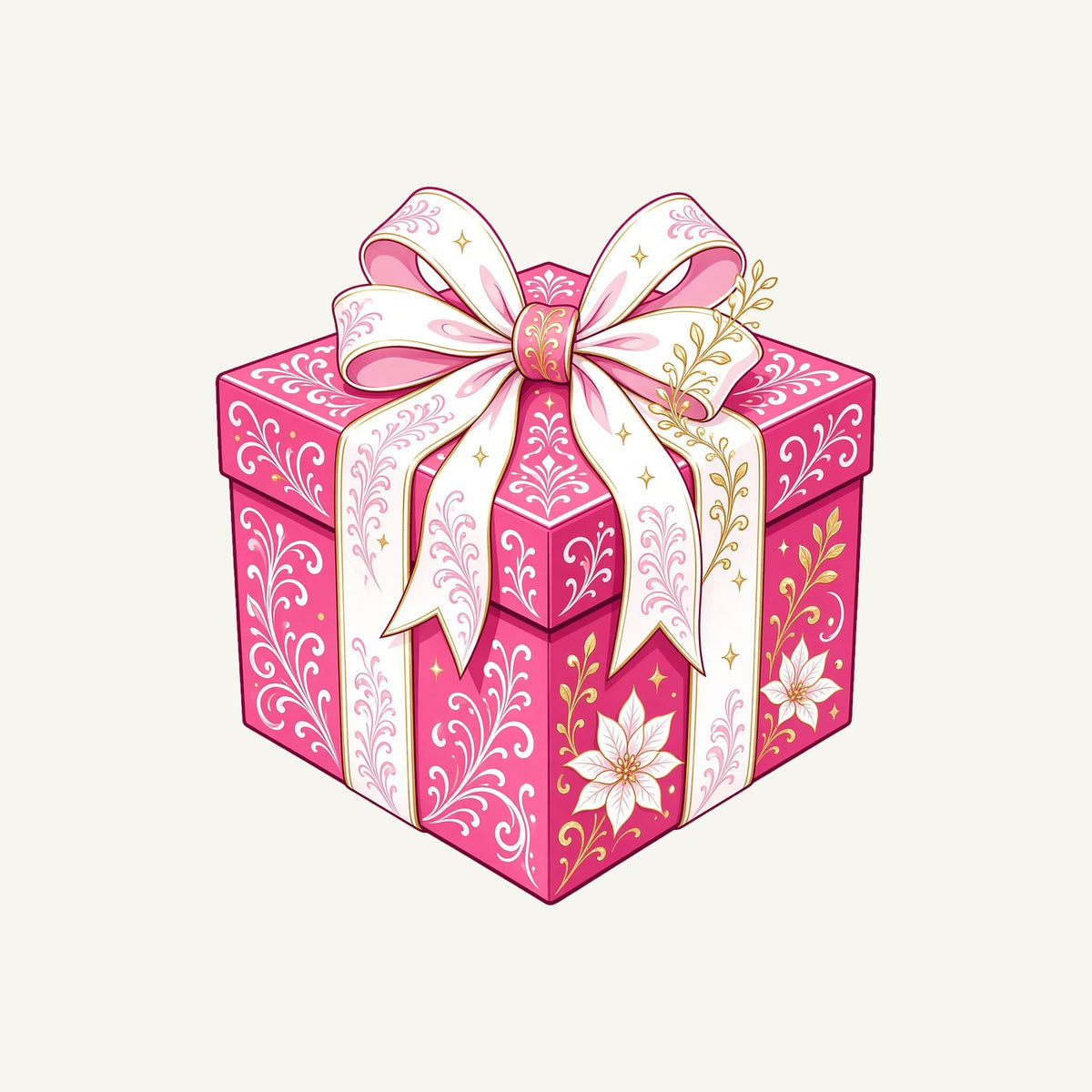 Pink Gift Box White Ribbon Personalised Santa Sack
