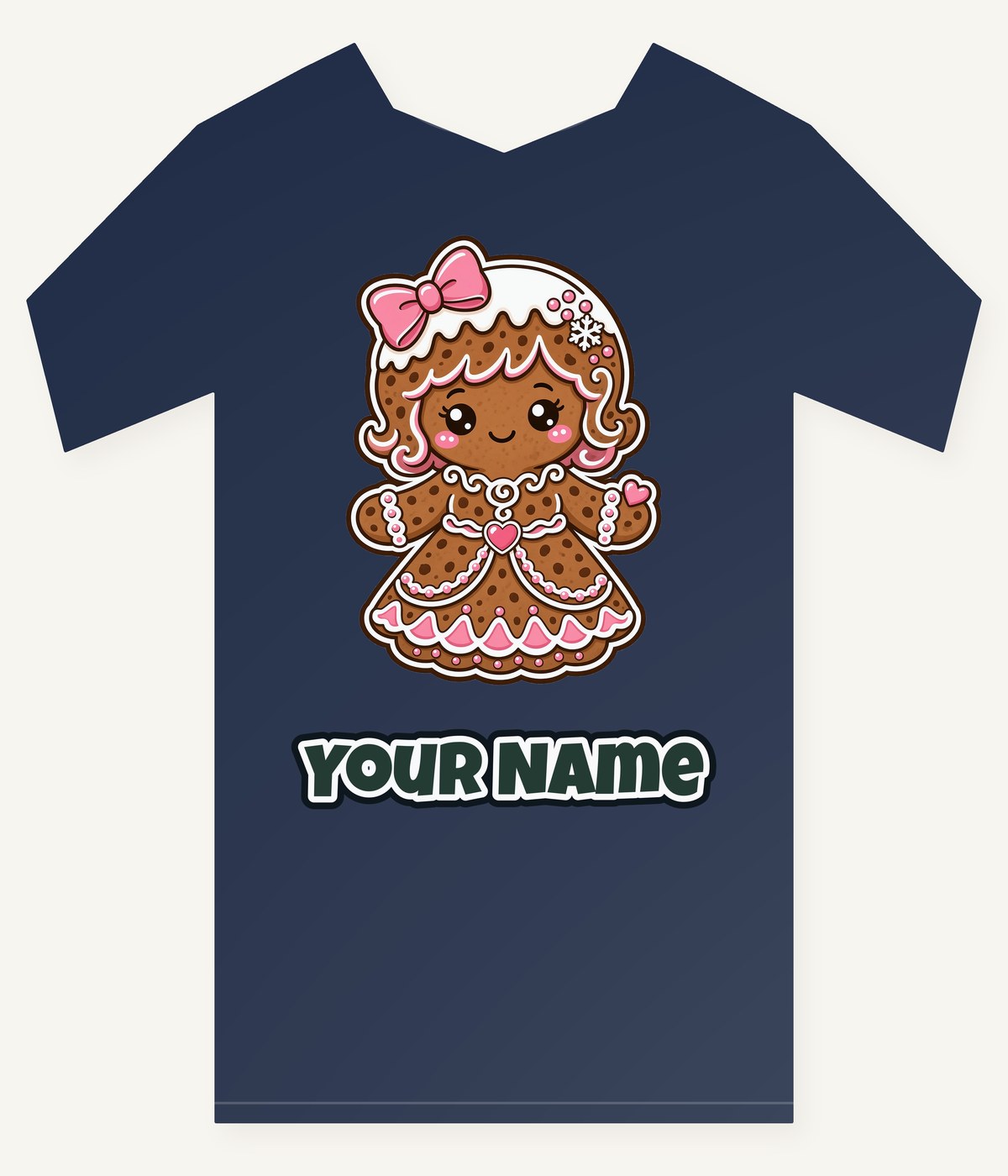 Pink Gingerbread Girl Biscuit Personalised Kids Tee and Baby Bodysuit