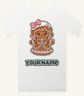 Pink Gingerbread Girl Biscuit Personalised Christmas T-Shirt and Hoodie