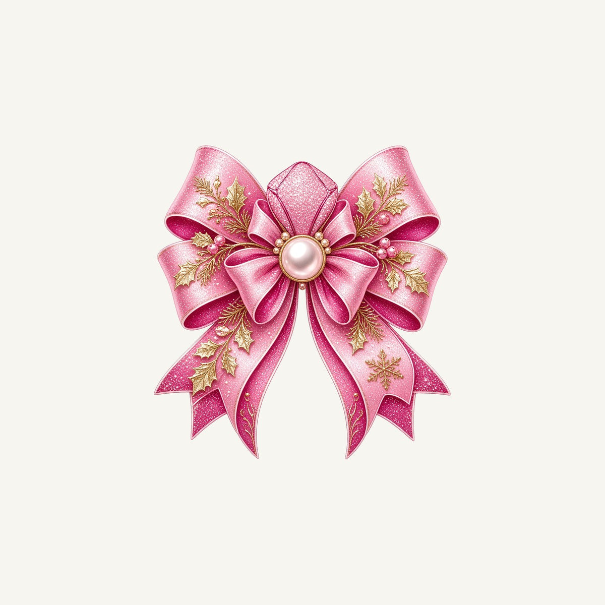 Pink Glitter Bow With Pearl Personalised Christmas Mug
