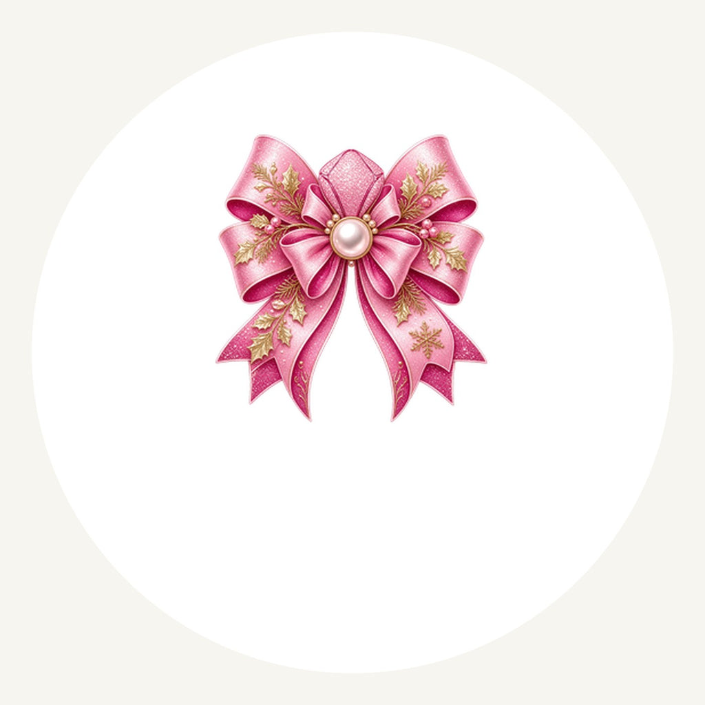 Pink Glitter Bow With Pearl Personalised Pewter Christmas Ornament