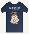 Pink Hedgehog First Christmas Personalised Kids and Baby Christmas Tee