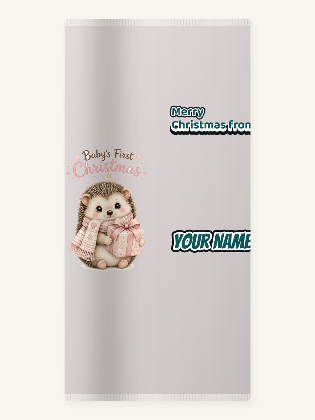 Pink Hedgehog First Christmas Personalised Beach Towel