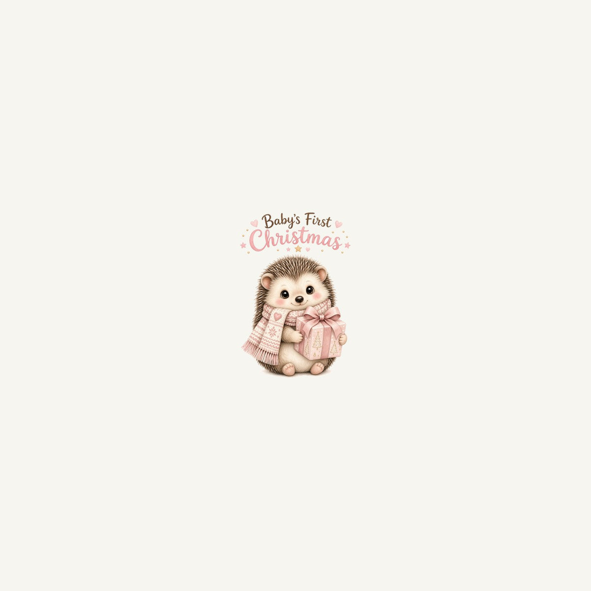 Pink Hedgehog First Christmas Personalised Beach Towel