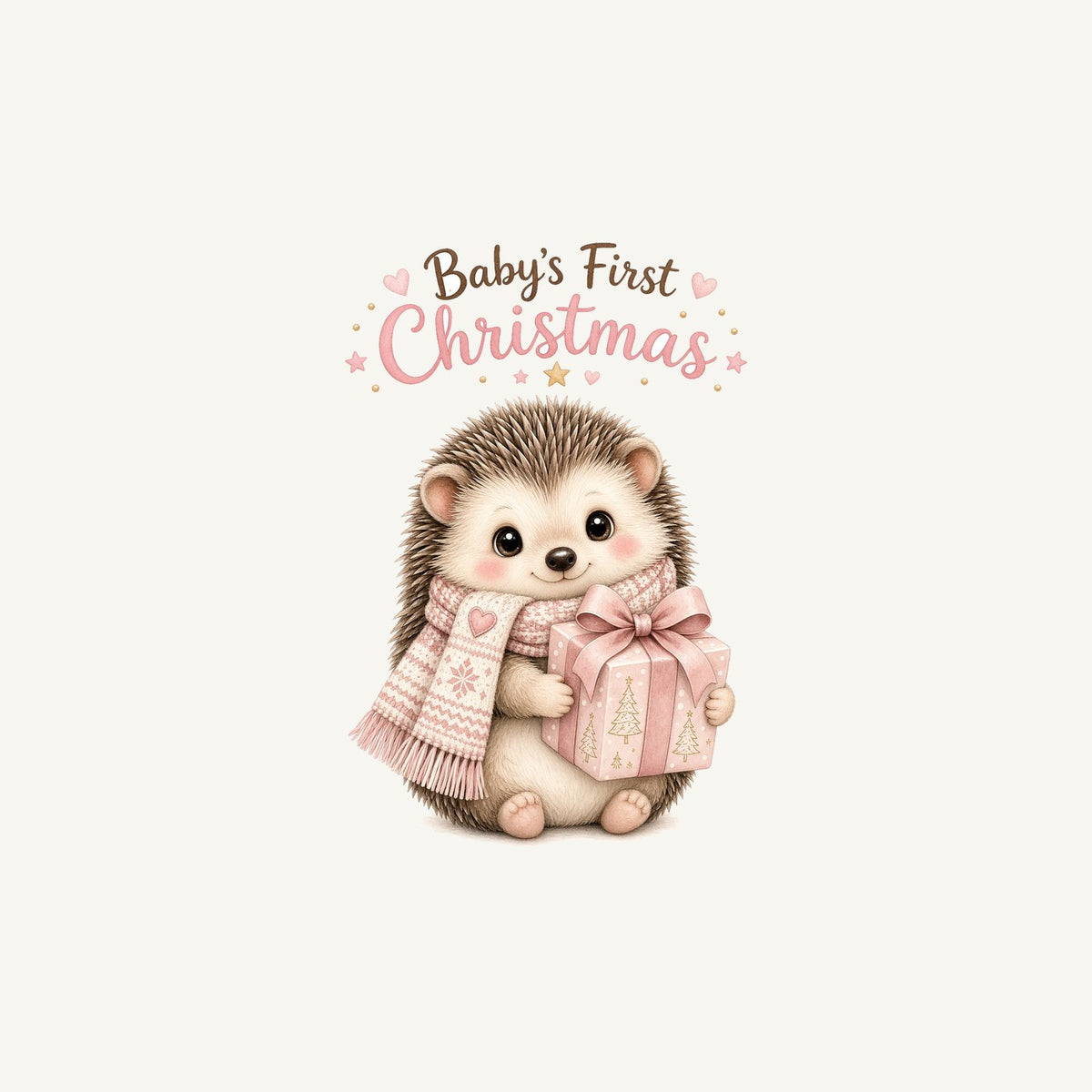 Pink Hedgehog First Christmas Personalised Christmas Mug