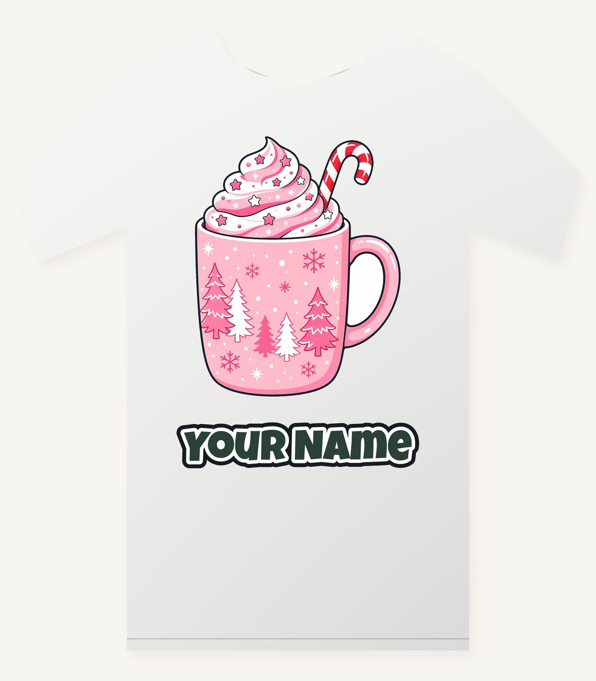 Pink Hot Chocolate Mug Personalised Christmas T-Shirt and Hoodie