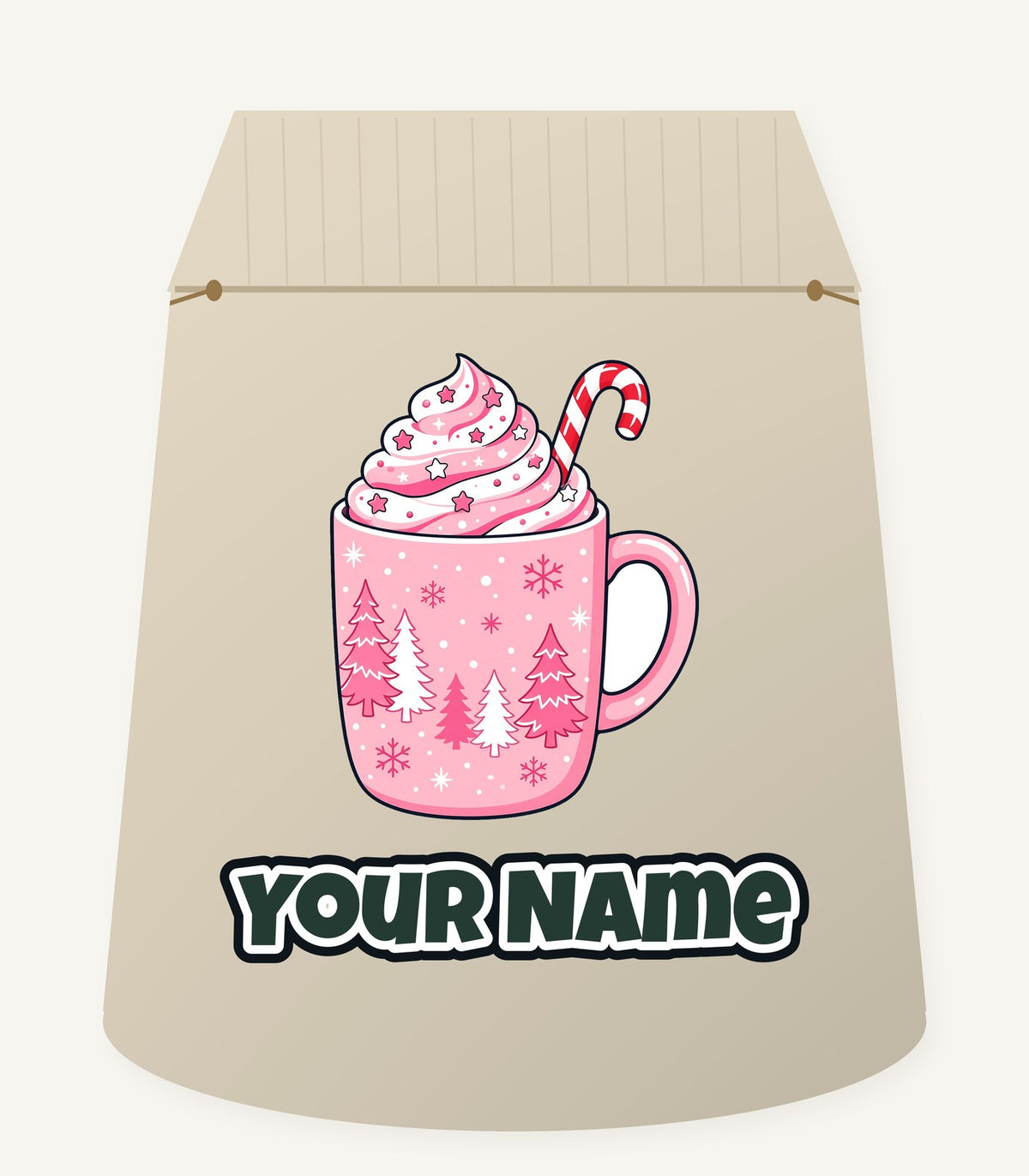 Pink Hot Chocolate Mug Personalised Santa Sack
