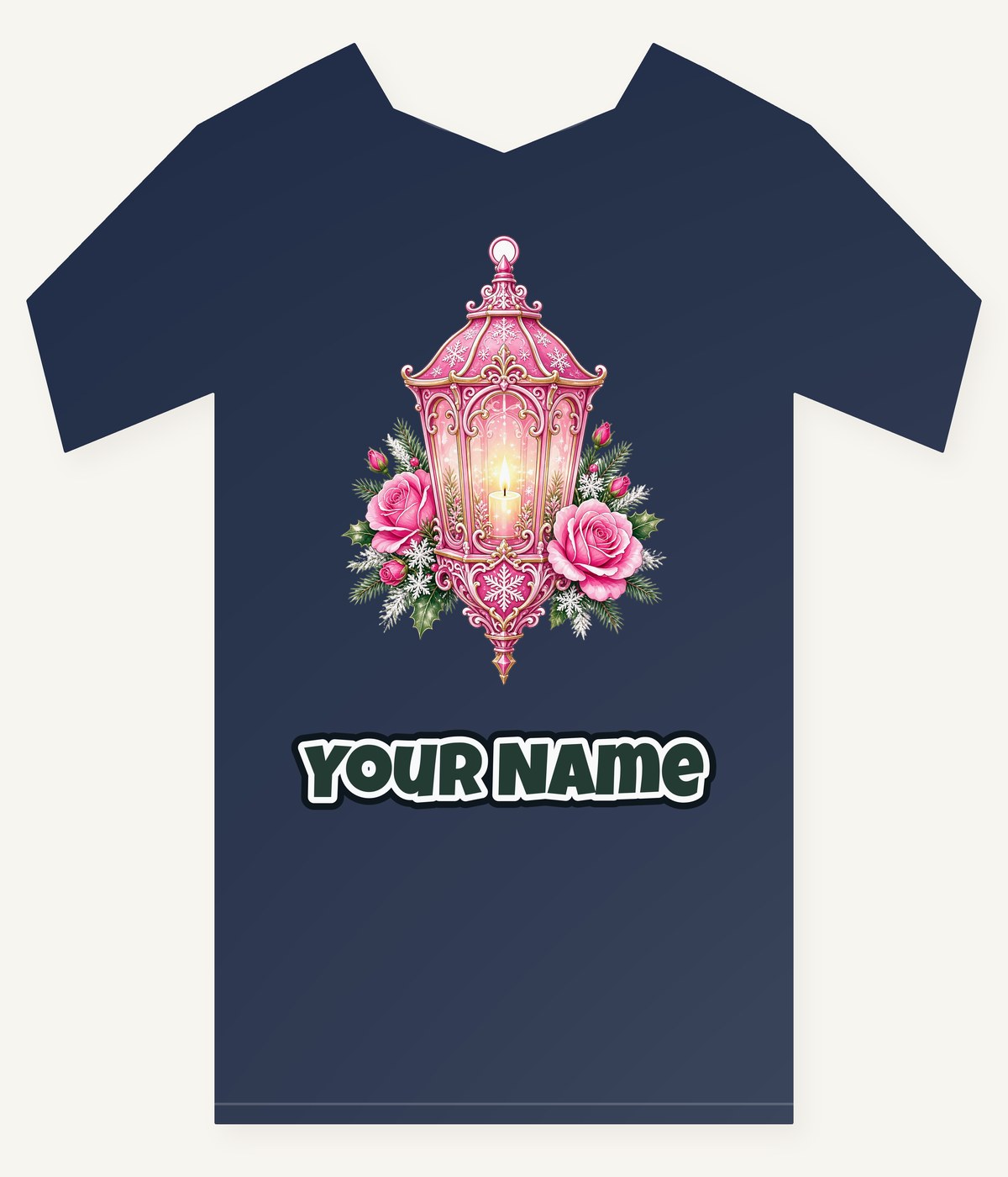 Pink Lantern With Roses Personalised Kids Tee and Baby Bodysuit