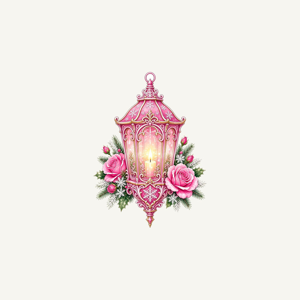 Pink Lantern With Roses Personalised Christmas Mug