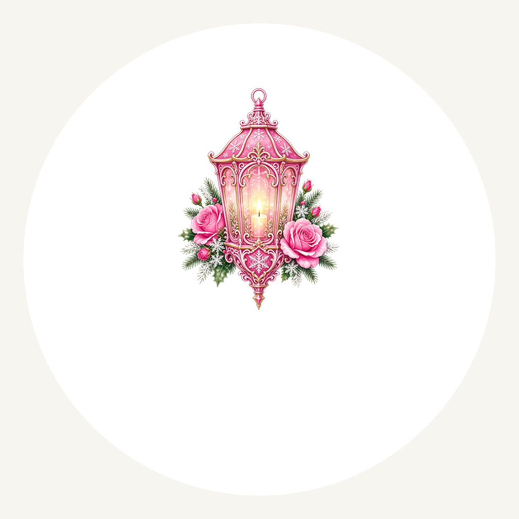 Pink Lantern With Roses Personalised Pewter Christmas Ornament