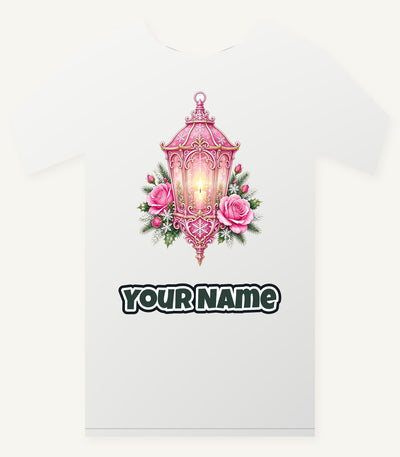Pink Lantern With Roses Personalised Christmas T-Shirt and Hoodie
