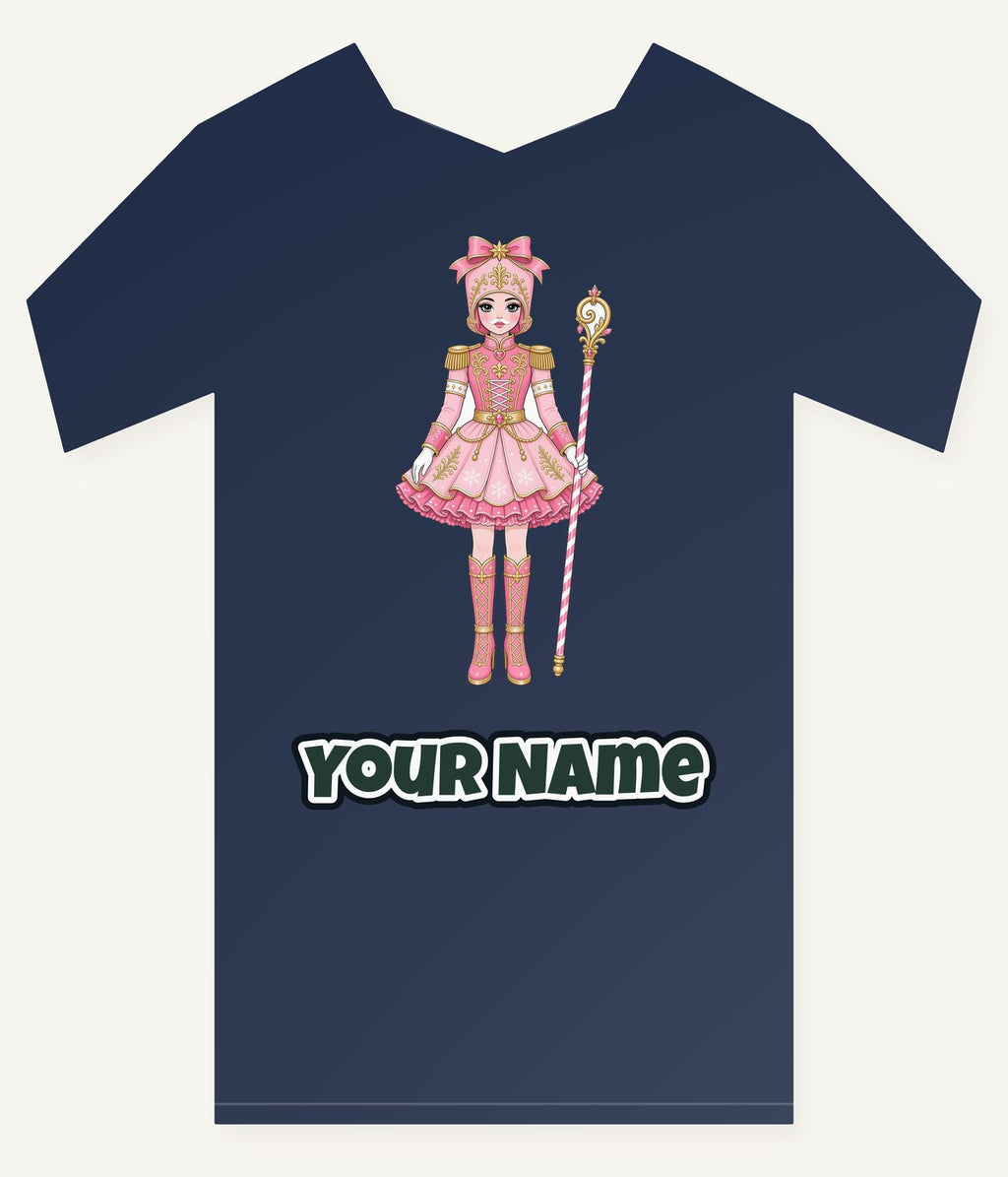 Pink Nutcracker Soldier Girl Personalised Kids Tee and Baby Bodysuit