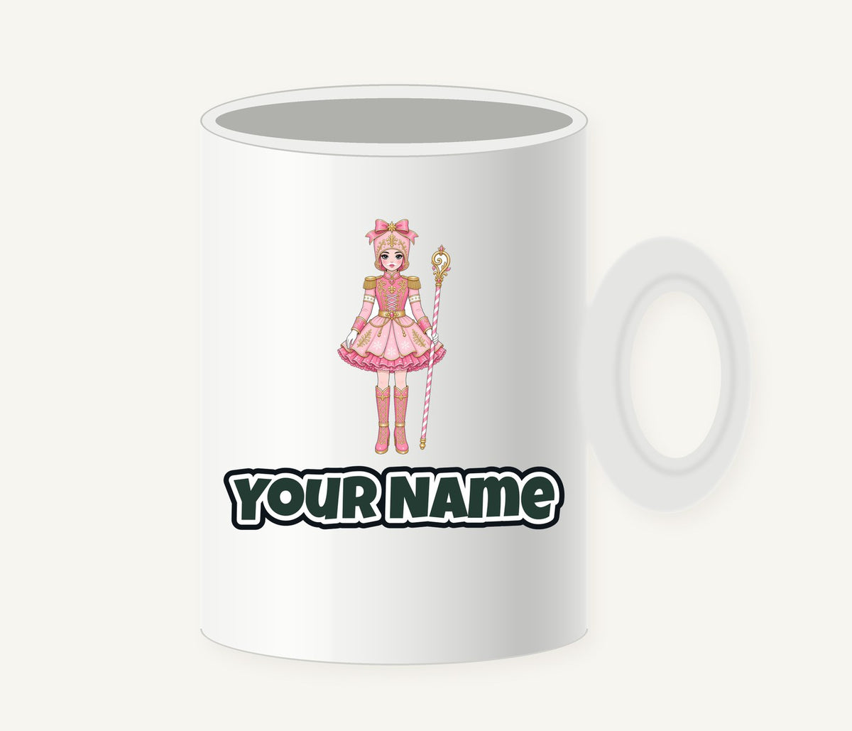 Pink Nutcracker Soldier Girl Personalised Christmas Mug