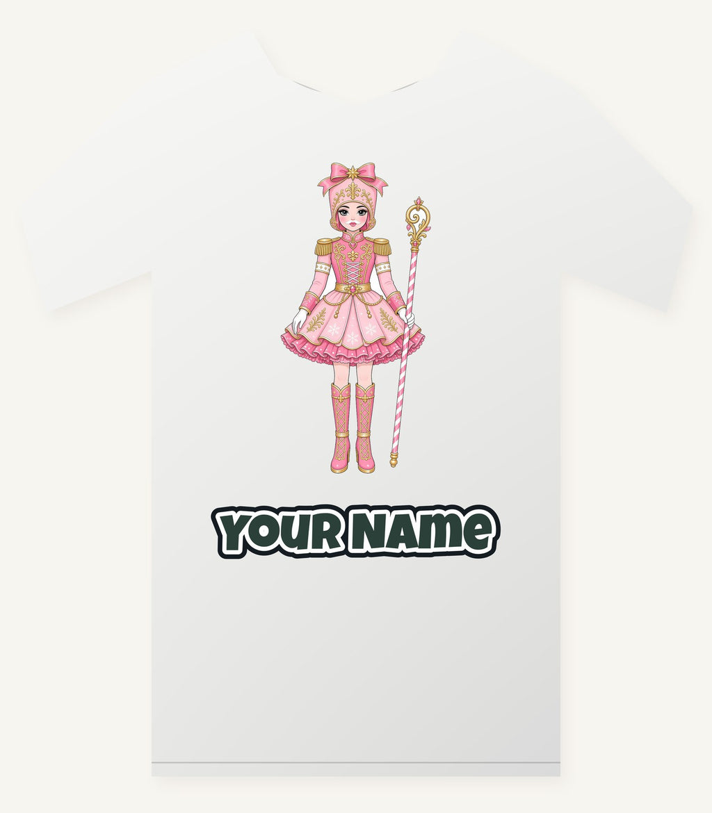 Pink Nutcracker Soldier Girl Personalised Christmas T-Shirt and Hoodie