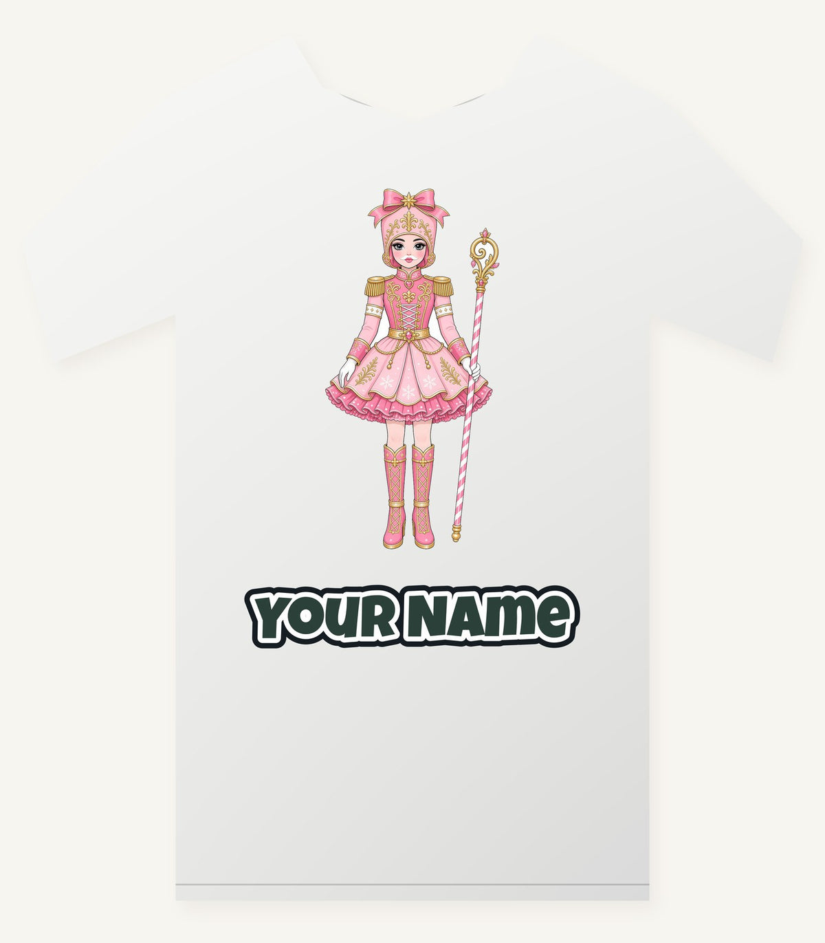 Pink Nutcracker Soldier Girl Personalised Christmas T-Shirt and Hoodie