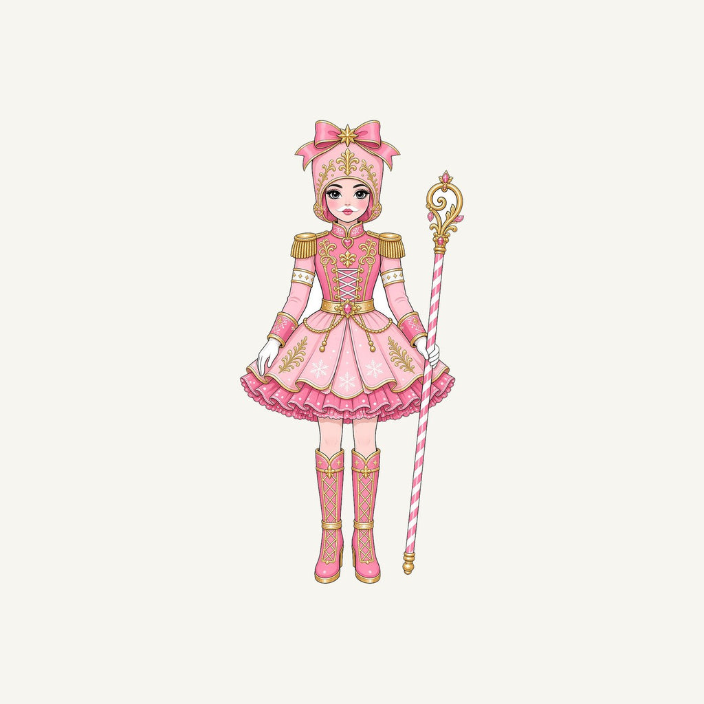 Pink Nutcracker Soldier Girl Personalised Christmas T-Shirt and Hoodie
