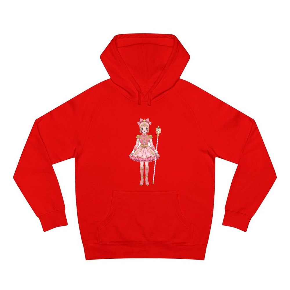 Pink Nutcracker Soldier Girl personalised Christmas hoodie in red