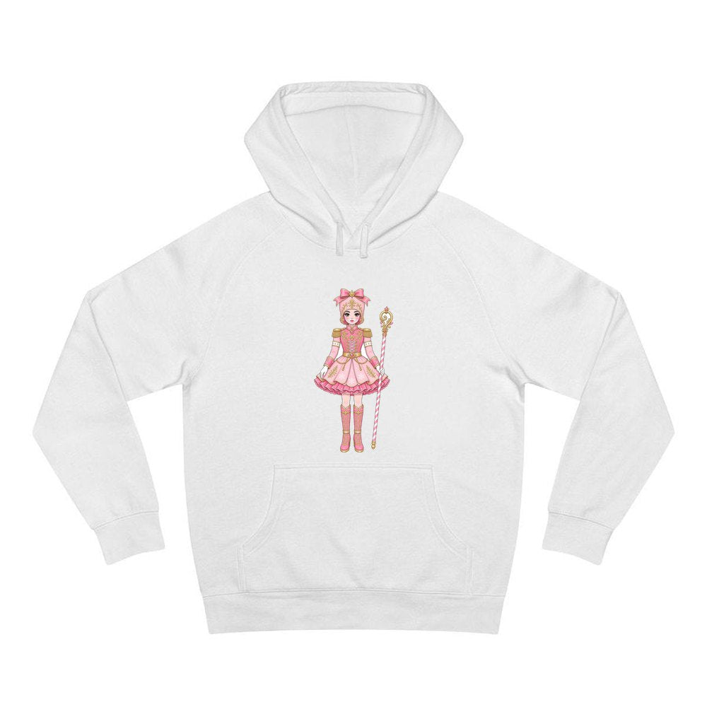 Pink Nutcracker Soldier Girl personalised Christmas hoodie in white