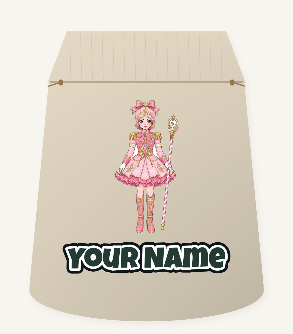 Pink Nutcracker Soldier Girl Personalised Santa Sack