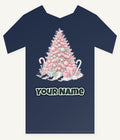 Pink Pastel Christmas Tree Personalised Kids Tee and Baby Bodysuit