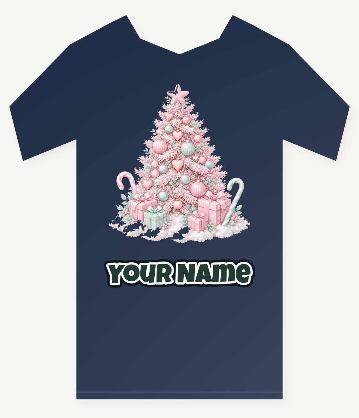 Pink Pastel Christmas Tree Personalised Kids Tee and Baby Bodysuit