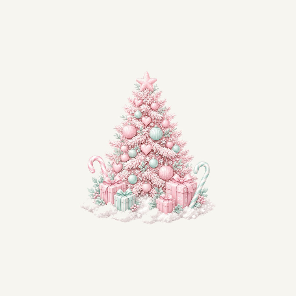Pink Pastel Christmas Tree Personalised Christmas Mug
