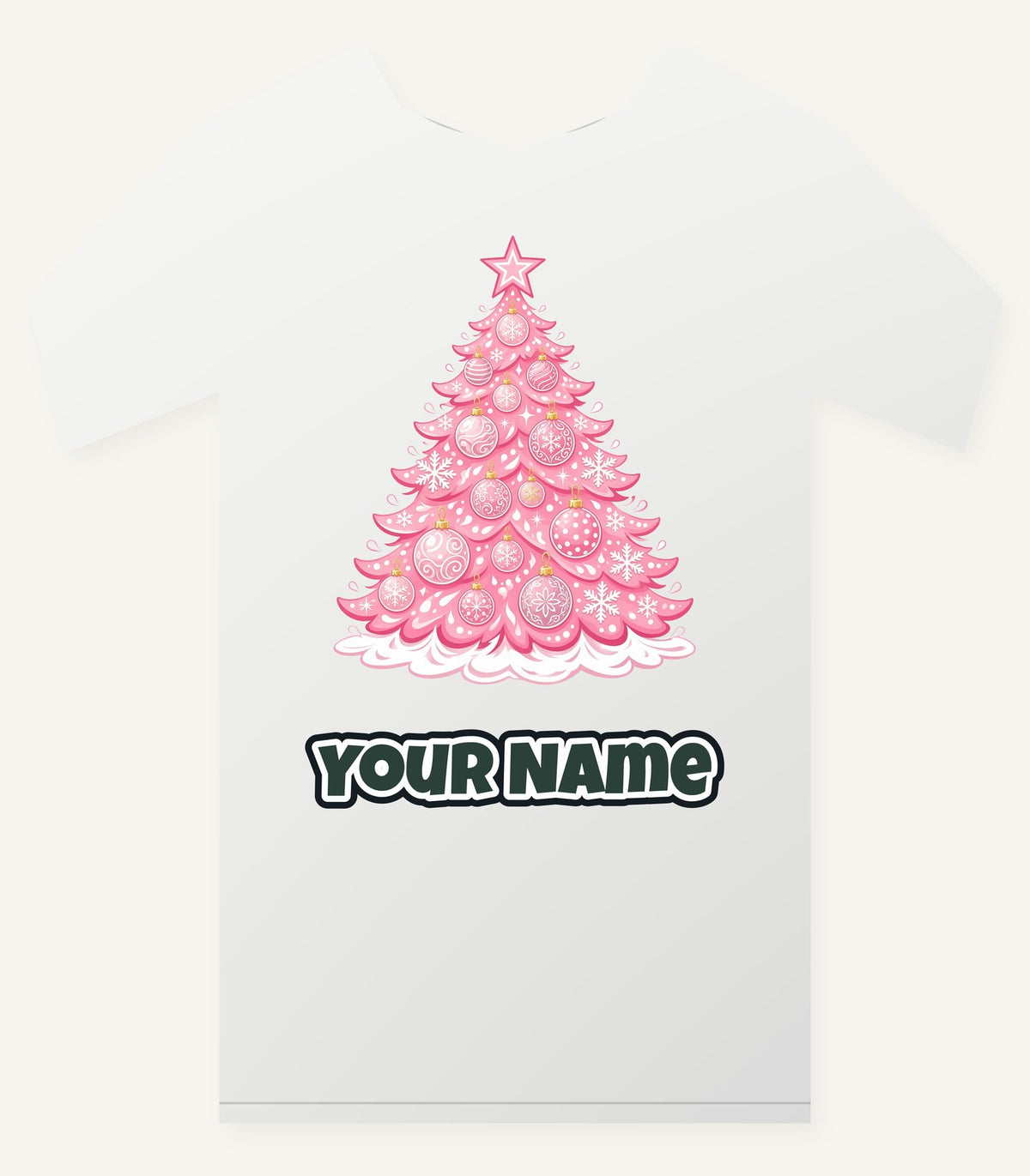 Pink Pastel Christmas Tree Personalised Christmas T-Shirt and Hoodie