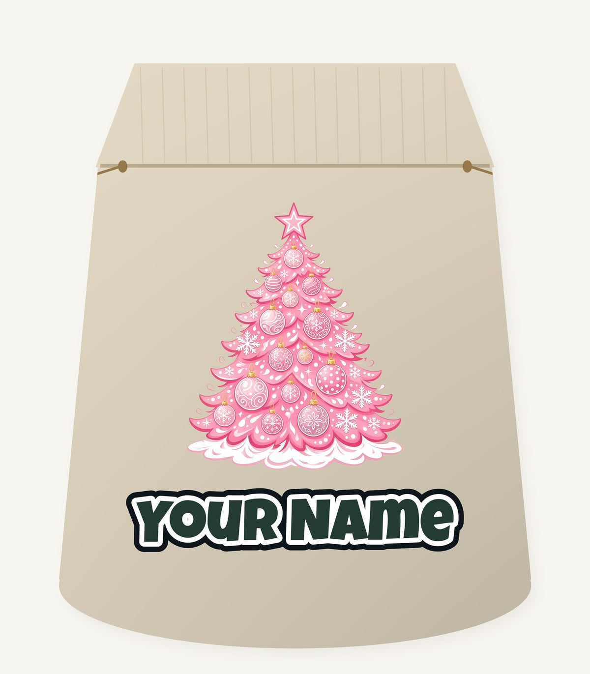 Pink Pastel Christmas Tree Personalised Santa Sack