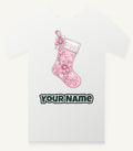 Pink Pearl Poinsettia Stocking Personalised Christmas T-Shirt and Hoodie