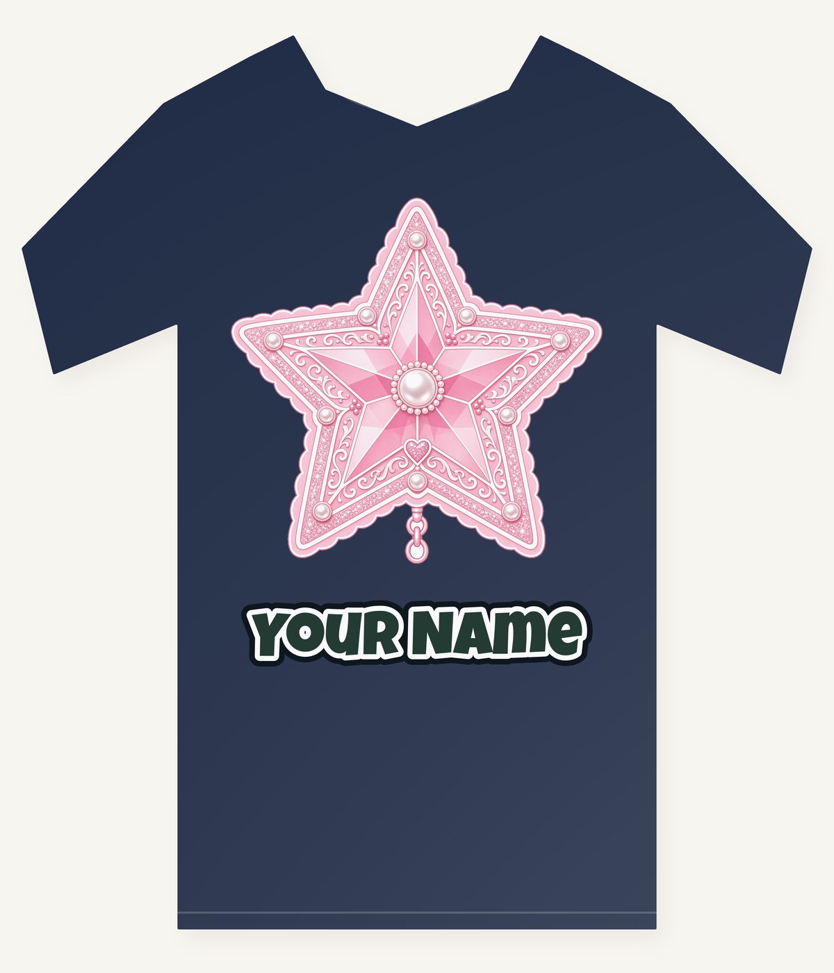 Pink Pearl Star Personalised Kids Tee and Baby Bodysuit