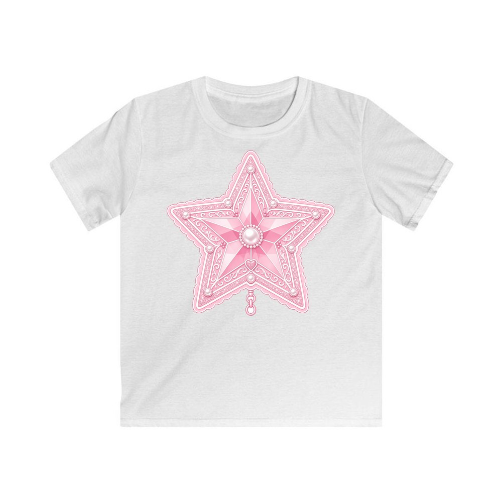 Pink Pearl Star personalised kids Christmas tee in white